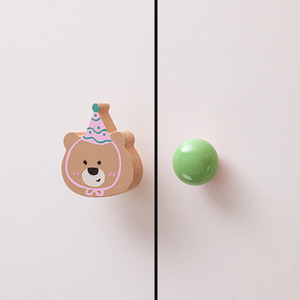 Puppyvormige moderne minimalistische kledingkastgrepen Leuke kastdeurknoppen voor kinderkamers Kat Beer Konijn Lade trekt aan massief hout - Product Image 4