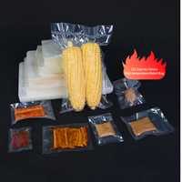 Sachet sous vide imprimé sur mesure, résistant aux hautes températures (121°C), en PA RCPP, à trois soudures latérales, pour l'emballage de viande et de sauces