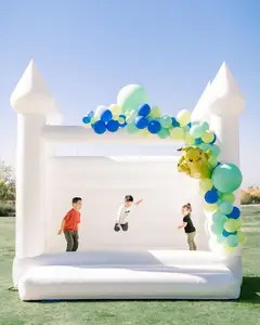 Castillo inflable blanco para niños, casa de salto, piscina de bolas, 2023