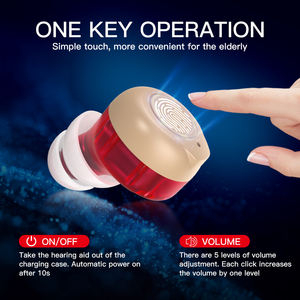 เครื่องช่วยฟัง CIC ITE ของจีน สีแดงและสีน้ำเงิน เครื่องช่วยฟังแบบชาร์จได้ เครื่องขยายเสียง เครื่องช่วยฟังคุ้มค่าสำหรับผู้มีปัญหาทางการได้ยิน - Product Image 3