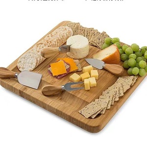 Bamboo Cheese Board With <b>Knife</b> Set 33x33 Cm Creative Cutting Board For Deli <b>Bread</b> And Cheese Serving - Product Image 5