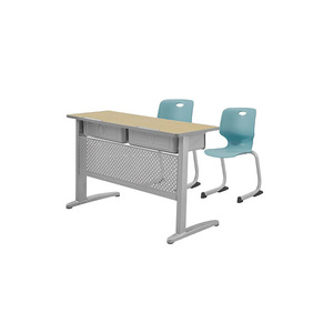 Muebles <span class=keywords><strong>de</strong></span> escuela primaria/secundaria, escritorio y silla <span class=keywords><strong>de</strong></span> estudio, juego <span class=keywords><strong>de</strong></span> mesa y silla doble para estudiantes - Product Image 2