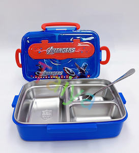 Kotak makan siang piring terpisah anak-anak kelas makanan Avennger Super Hero 304 baja tahan karat kotak makan siang terisolasi untuk anak laki-laki perempuan - Product Image 1