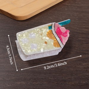 Nova Presilha de Cabelo de Plástico em Formato de Taça de Vinho/Sobremesa de Sorvete Colorida de 10cm, Design Criativo de Desenho Animado para Meninas, em Acetato - Product Image 4