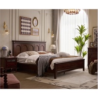 Lit double en bois massif vintage de luxe, confortable et durable pour la chambre à coucher Yu Si Ke