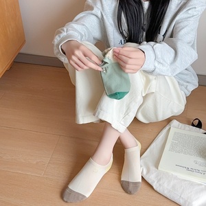 Calcetines de mujer de algodón peinado <span class=keywords><strong>sin</strong></span> costuras, de corte bajo, con diseño de dibujos animados y bordado facial, a juego de colores, nueva colección Primavera/Verano - Product Image 4