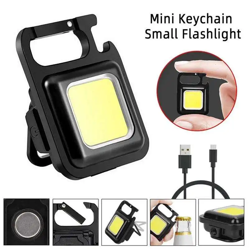 Multifunktionales tragbares USB-COB-Arbeitslicht für den Außenbereich Inspektionslicht Camping Mini-Led-Taschenlampe Cob wiederaufladbares Schlüsselanhänger-Lichter