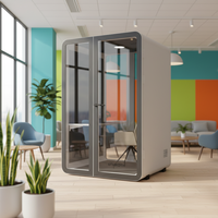 Cabine insonorisée moderne et durable UNIBOOTH, structure en profilés aluminium de précision, installation rapide en module, éclairage personnalisable, bureau