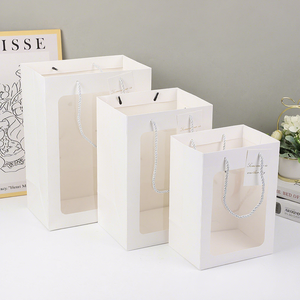 Sac fourre-tout en papier transparent carré, écologique, recyclable, avec logo personnalisé pour l'emballage de fleurs, gâteaux, cadeaux et vente au détail - Product Image 5