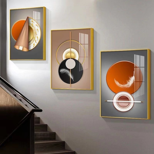 Cadre en alliage d'aluminium <span class=keywords><strong>Art</strong></span> mural en porcelaine de cristal <span class=keywords><strong>moderne</strong></span> de luxe Peintures imprimées à suspendre en <span class=keywords><strong>galerie</strong></span> pour la décoration de salon - Product Image 2