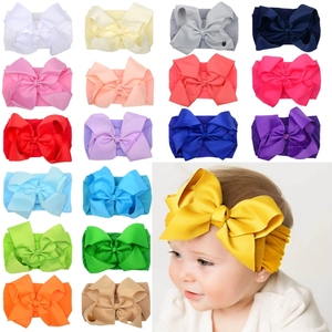 Lot de bandeaux doux pour enfants, bandeaux élastiques pour cheveux, turban pour bébé, grand nœud en ruban, bandeaux en nid d'abeille côtelés pour filles et enfants - Product Image 1