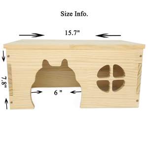 Casa de madera para hámster, casa para conejos, escondite bajo para conejos, cueva de madera para animales pequeños - Product Image 5