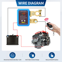 Relai baterai Remote Control magnetis 12V 240A dengan sakelar Remote kontrol nirkabel tampilan voltase On-Off