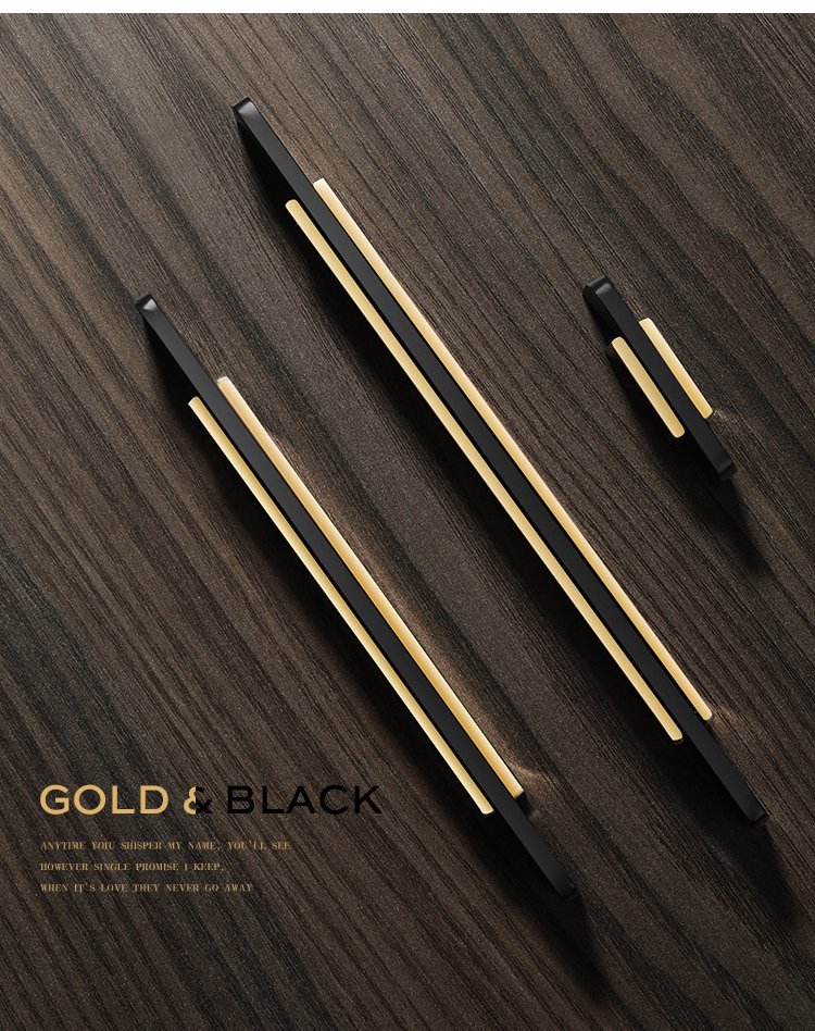 EADER Modern light luxury black gold stitching handle Nordic simple drawer wardrobe handle