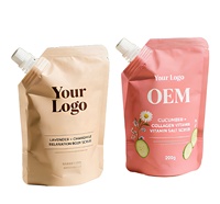 Pochette Doypack avec bec verseur personnalisable avec logo OEM, sac refermable anti-fuite pour emballage de sel de bain à la lavande et de produits de soin de la peau