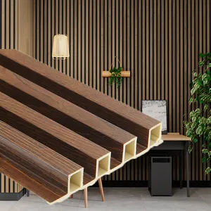 Hot Sale Wooden Grain Designs 160*24mm Pvc Wpc Fluted Wall Panels For Decor