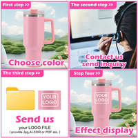 Gobelet isotherme de 40 oz avec paille, tasse à café en acier inoxydable 304, thermos rose sous vide, tasses de voyage, logo personnalisé, Termos