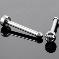 Anneau de nez en titane G23 orné d'une seule pierre précieuse, clou de nez pour femme, bijoux de piercing corporel pour mariage orthodoxe