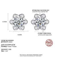 Anting-anting tusuk CZCITY 925 Perak Cantik untuk Wanita, Batu CZ Bentuk Bunga, Lapisan Rhodium, untuk Pertunangan, Pernikahan, Pesta, Kualitas Tinggi