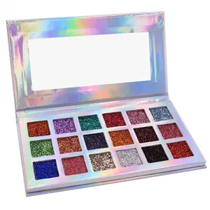 Label Pribadi Make Up Kosmetik Tanpa Merek Grosir Makeup 18 Warna Padat Glitter Eyeshadow