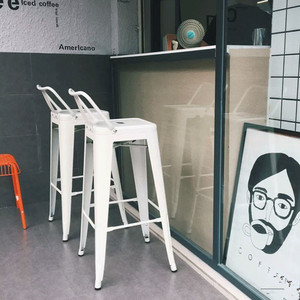 Taburete de Barra de Altura Media de Metal, 65-75 cm, Blanco, Apilable, Sillas de Metal, Fábricas, Sillas de Barra Altas con Respaldo Alto para Cocina - Product Image 6