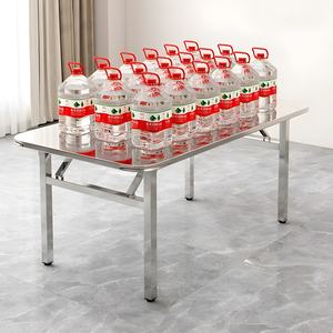 Conjunto Completo de Comedor para Exteriores, Mesa Rectangular Plegable de Acero Inoxidable y Combinación de Sillas para una Instalación Instantánea en el Patio, Jardín y Picnic - Product Image 5