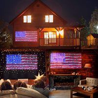 Étanche Plug in Solaire Jour de l'Indépendance Memorial Day Décorations Led Drapeau Lumière Pays Drapeaux Pêche Net Lumière Drapeau Américain