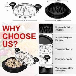 Hot Selling Round Chicken Shredder <b>Bowl</b> Twist Tool Meat Shredder Chicken Shredder with Non-skid Base Mat and Transparent Lid - Product Image 4