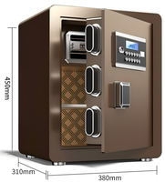 Coffre-fort électronique numérique ignifuge Weichi 45 cm avec lecteur d'empreintes digitales pour argent, bijoux, en acier massif pour la maison