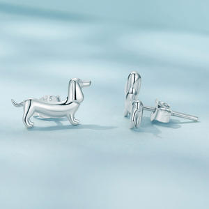 100% 925 स्टर्लिंग चांदी महिलाओं के फैशन गहने के लिए कुत्ते Dachshund कुत्ते के कान स्टड कान की बाली गुलाब सोने के गहने शादी का तोहफा SCE1535 - Product Image 3