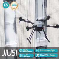 Drone de nettoyage haute pression JIUSI D15R avec double caméra, portée de 15 km, nettoyage des façades de bâtiments et des toits, télécommande, technologie RTK, 20 Mpa