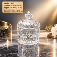 Pot à bougie en verre gaufré de luxe de 200 ml avec couvercle, support à bougie vintage en cristal, récipient vide pour la décoration intérieure, vente en gros