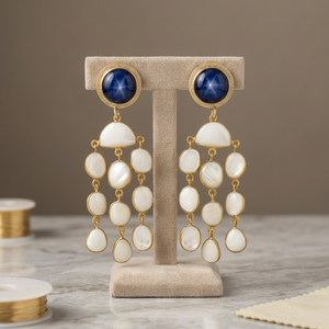 Pendientes de Araña Chapados en Oro con Perlas Naturales Blancas Grado AAAAA Hechos a Mano, de Moda Étnica para Fiesta, Unisex para Mujer - Product Image 2