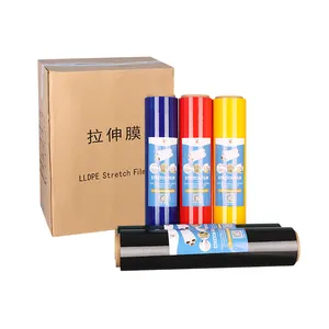 Película de PVC Lldpe de colores personalizada, 500mm de ancho, translúcida, soluble en agua, con certificado SGS, envoltura elástica con impresión de logotipo