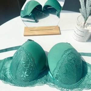 Sujetador de copa EF, estilo fino, talla grande, con encaje, diseño sexy push-up, minimiza el busto grande, tirantes ajustables y convertibles, tres hileras, para mujer - Product Image 1