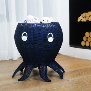 Octopus Shaped Wicker <b>Storage</b> <b>Basket</b> Handmade Decorative <b>Toy</b> Bin For Living Room Stuffed Plush <b>Storage</b> - Product Image 2
