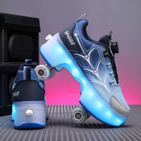 Chaussures de course pour enfants avec LED, respirantes, patins à roulettes pour enfants, semelle extérieure en TPR, tige en PU, doublure en mesh pour garçons et filles