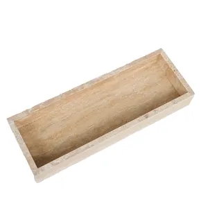 Luxury Nordic Vintage Beige Natural Customize Size Stone Travertine Tray Display Tray For Jewelry Display Shower Hotel