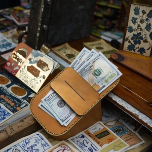 For Vintage Cowhide Business Cards Wallet Short Unisex Credit Card Open Closure Cotton Lining Anti-Theft <b>Coin</b> <b>Purse</b> for Gift - Product Image 2