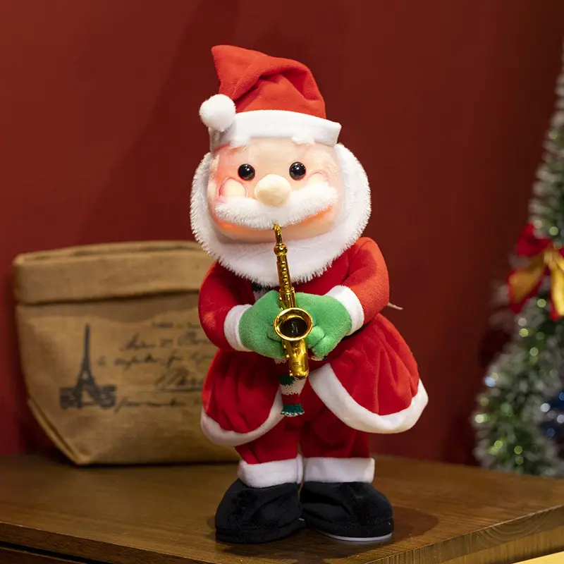 Tiktok Santa Muziekinstrument Trompet Kerstcadeau Gloeiend Zingend En Dansend Kerstboompop Knuffel Kindercadeau