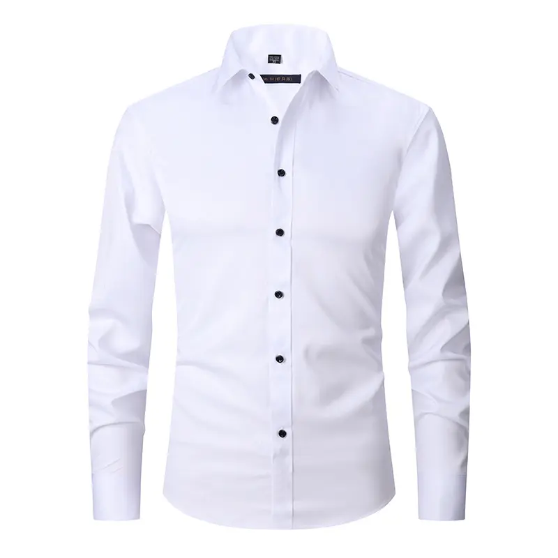 Wholesale Custom High quality long sleeves solid color plain men's long sleeve business plus size shirt Men's boluse