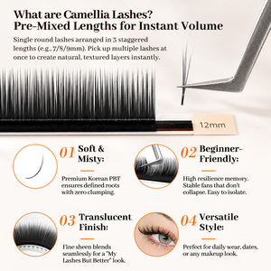 STARSCOLORS Extensions de cils en cachemire CAMELLIA CLASSIC C D L LB LC LD, effet effilé inspiré du <span class=keywords><strong>manga</strong></span>, cils CAMELLIA à bords dentelés - Product Image 5