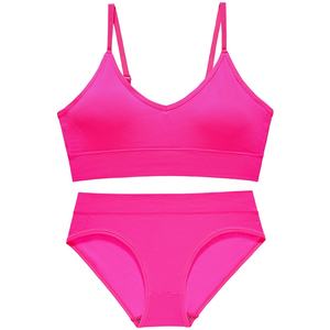 Conjunto de ropa interior deportiva transpirable sin costuras para mujer, Sujetador deportivo con correa ajustable y Top corto con <span class=keywords><strong>bragas</strong></span> de Bikini con cuello en V para fútbol - Product Image 4