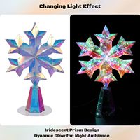 LED-Beleuchteter Holographischer Schillernder Schneeflocken-Christbaumspitzen-Dekor 30 RGB Warmweiße LEDs USB-Betrieben IP20-Zertifiziert Feiertagsdekoration