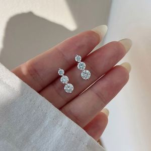 Dylam Stylish Design 925 Sterling <b>Silver</b> Non Tarnish Non Fade Three D Color VVS1 Moissanite Stones <b>Stud</b> Earrings for Dress-up - Product Image 3