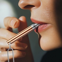 Stylo à vapeur sans tabac en acier inoxydable, tendance, avec chaîne en bambou, aide au sevrage tabagique, collier respiratoire aux herbes