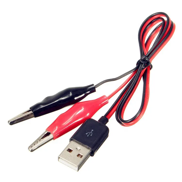 Pinzas de prueba de cocodrilo a conector macho USB, cable adaptador de corriente, 60cm, precio al por mayor