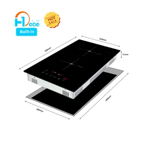 Estufa de cocina Cocina de inducción eléctrica 2 quemadores 220-240V 4000W Quemador de inducción eléctrico de cerámica de vidrio incorporado