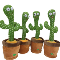 Cactus Électrique Dansant et Parlant en Peluche Douce avec Lumière, Jouet Musical Enregistrable et Torsadable, Idéal pour Noël, en Sachet OPP