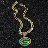 Collier pendentif Green Bay Packers, bijoux exquis et élégants, collier pendentif en alliage serti de diamants, collier cubain